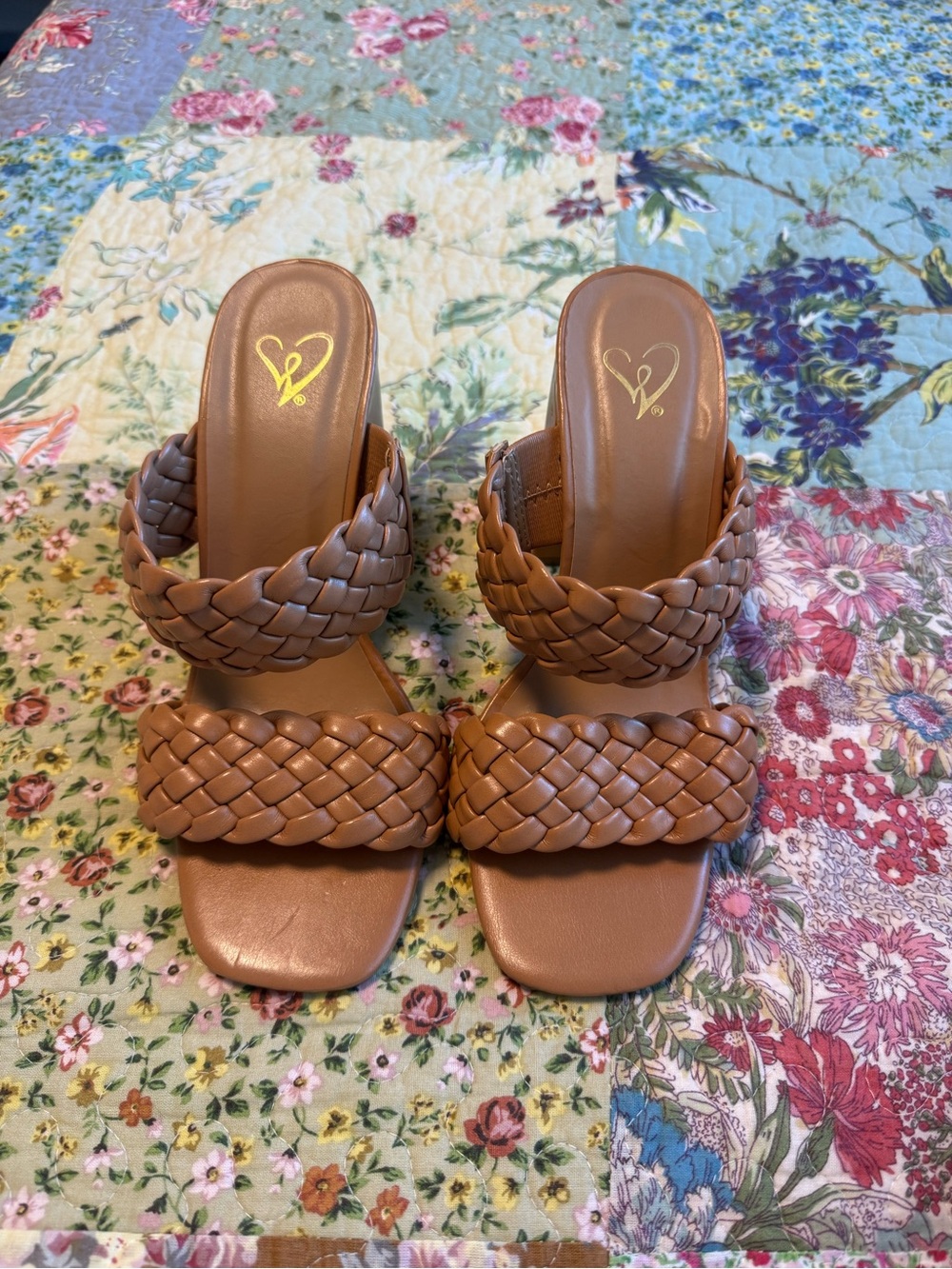 Windsor Braided Double-Strap Tan Heeled Slides